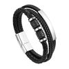 Vnox Personalized Braided Leather Bracelet for Men Handmade Triple Woven Pu Leather Bracelet Custom Name Text Jewelry Gifts