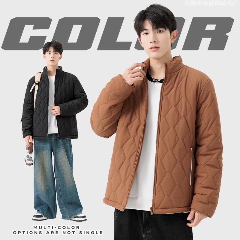 Winter men's coat double-sided wear fleece thickened stand-up collar jacket cotton-padded jacket trendy brand thermal cotton-padded jacket