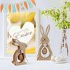 2pcs Wooden Easter Bunny Egg Decorations Easter Bunny Vertical Decorations Easter Wooden Bunny Ornaments For Home Office