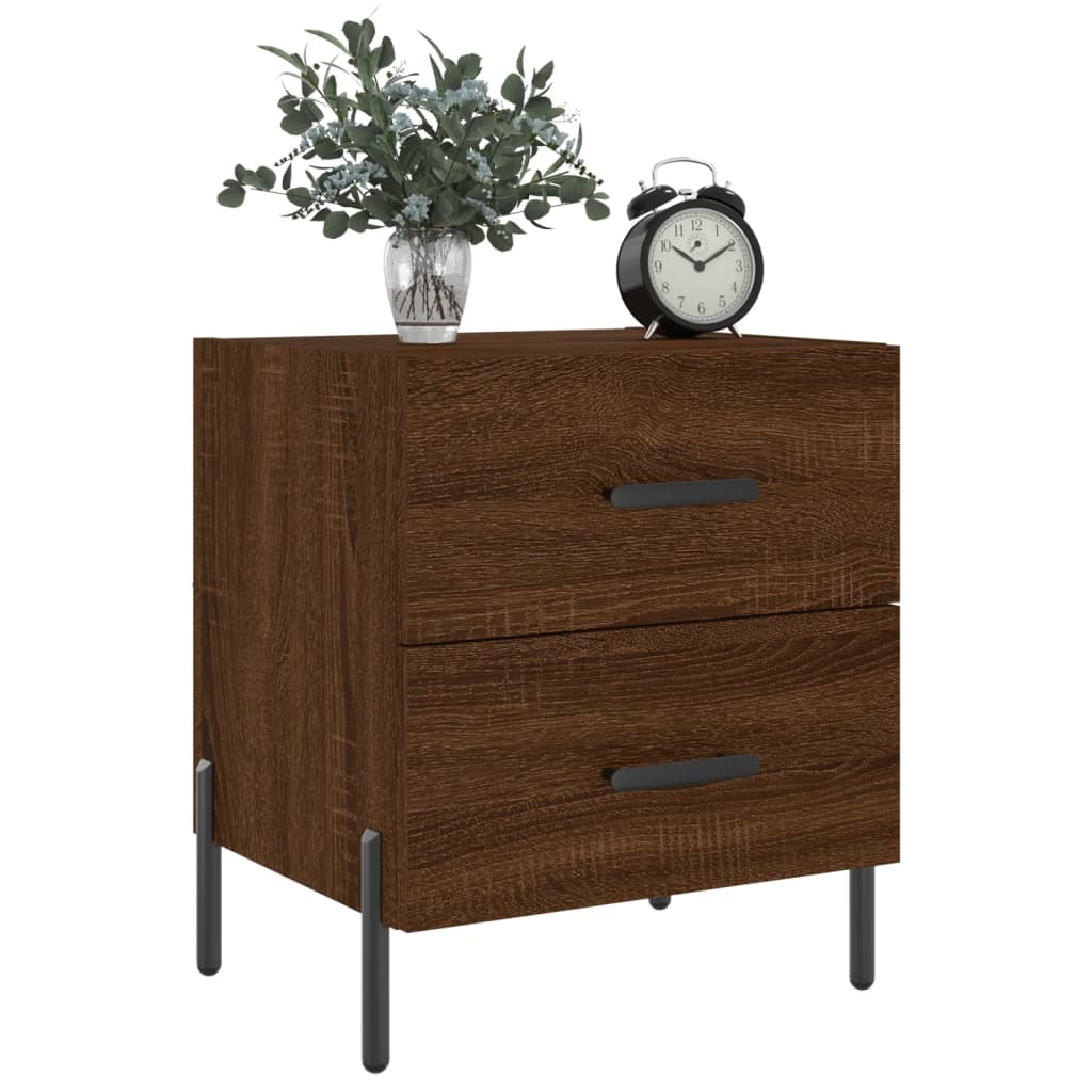 Nightstands 2 Pcs Brown Oak Effect 40 X 35 X 47.5 Cm Engineered Wood