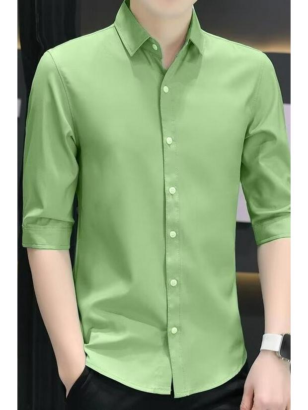 2025 Men's Five-Sleeve Loose Shirt - Japanese Hong Kong Style, Summer Casual Jacket, Trendy and Versatile