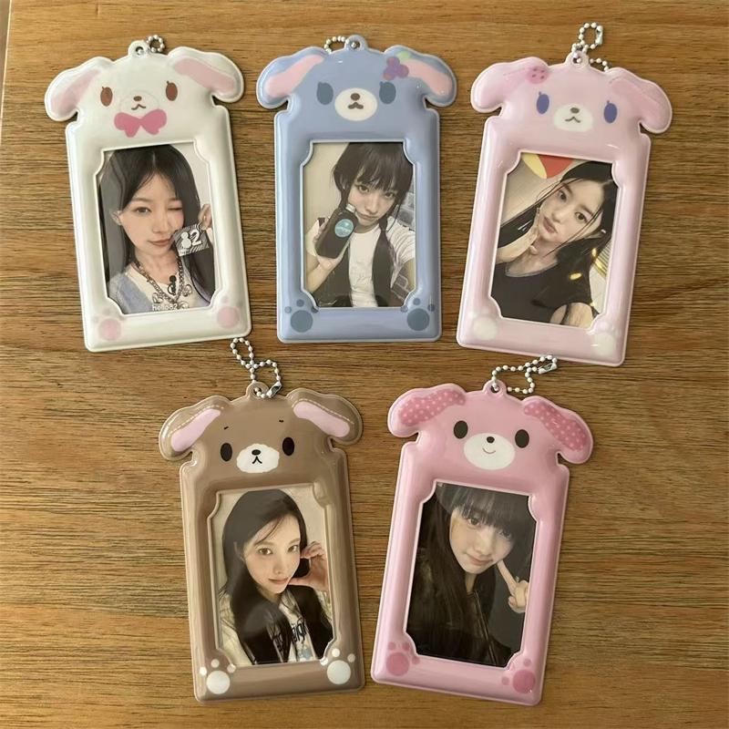 Cute Animal Photocard Holder K-Pop Idol Photo Card Sleeves With Keychain Id Badge Holder Card Protector Anime Game Peripheral Set