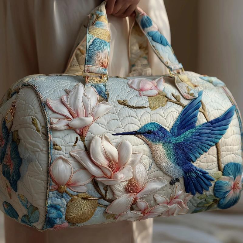 Borsa Duffel da Viaggio Grande Capacità Trapuntatura 3D Artigianato Stampa Fiore Farfalla Borse Tote Borsa Sportiva Palestra Per Campeggio all'Aperto