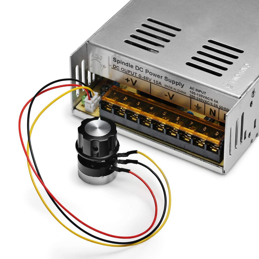 Genmitsu 300W DC Spindle Motor with Switching Power Supply 52mm Clamp ER11 Collet for CNC Milling Machines Air-Cooled 0-48V + +