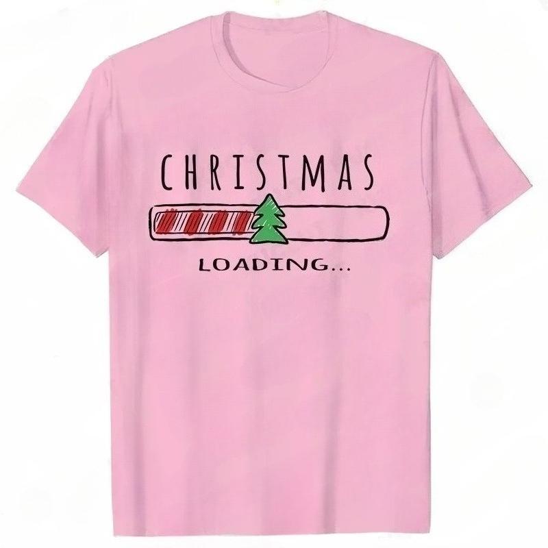 Christmas printed pattern Tshirt for Women  casual short sleeved Tshirt  Happy New Year Tshirt  fashionable top S