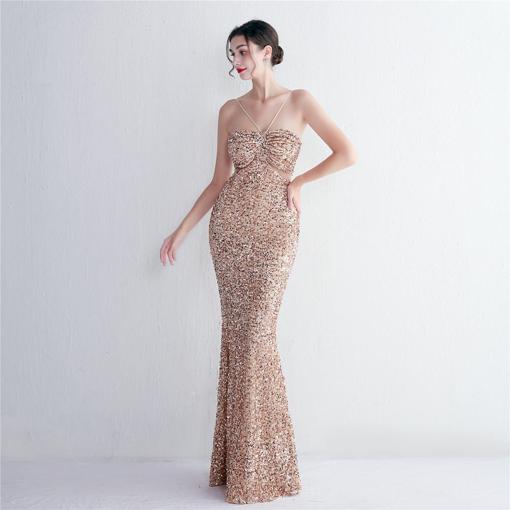 Vestido longo de lantejoulas para festa, vestido noturno para banquete, vestidos de noite