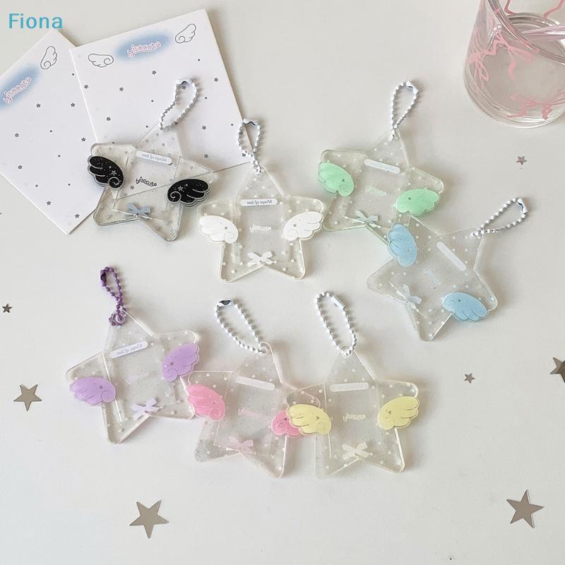 Kawaii Star Wing Acrylic Photocard Holder Keychain, Cute Glitter Kpop Idol Photo Sleeve Pendant for Collectibles
