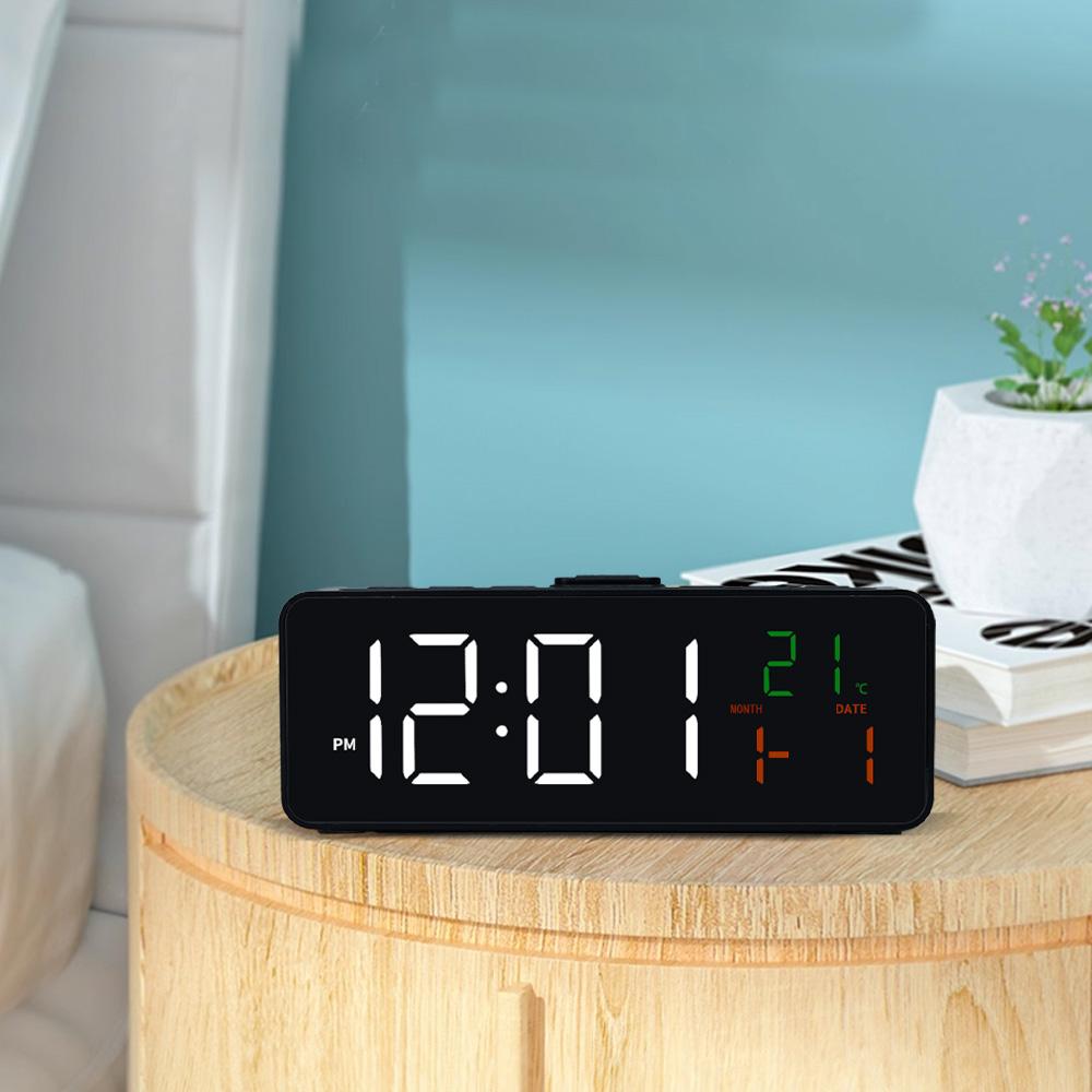 

Digital clock, suitable for living room, can display temperature, date and time three-in-one same-screen display, 3 volumes, sma чорний