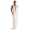 2026 Spring Halter Neck Open Back Strappy Dress - European & American Style, Slim & Flowy Design, Solid Color.