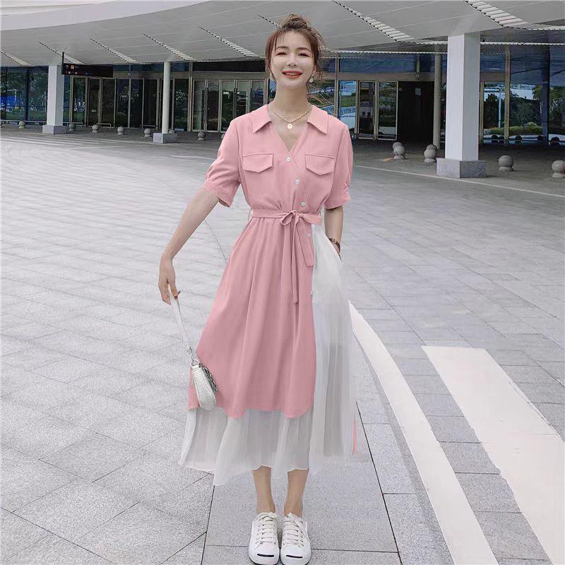 Plus Size Women's Slimming Long Dress - Elegant Cover Belly Design