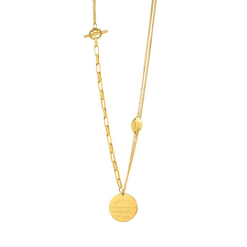 18K Gold Plated Double Layer OT Buckle Pendant Necklace for Spicy Girls