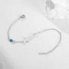 Cross Birthstone Zirconia Charms Bracelets Girls Summer Beach Thin Chain Cross Hand Chain July August Stainless Steel Jewelry