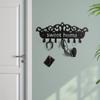 Wall Mounted Key Holder with Black Metal Row Hooks - Ideal for Decorative Wall Key Storage and Organization