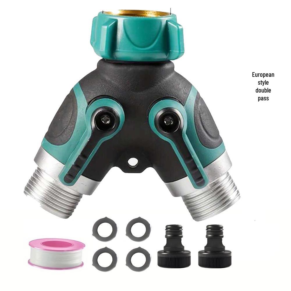 

4-Way Faucet Diverter Valve Set with Sealing Tape, Washers, and Quick Connectors