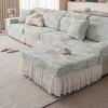 1Pc Luxury Living Room Sofa Cover Jacquard Pattern Sofa Covers With Skirt Solid Color Dustproof Non-Slip Sofa Slipcove