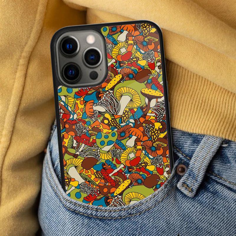 Psychedelic Mushrooms Florals Soft Phone Case for iPhone 17 Air 16e Pro max 15 Pro 13 14 Plus 11 12 MagSafe Magnetic Coque