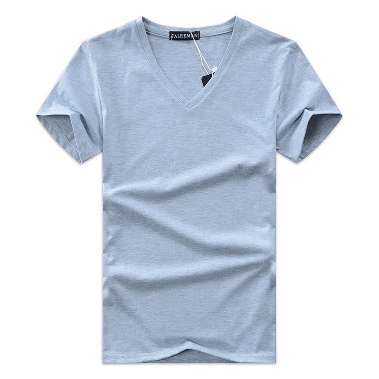 Tide Men s Henley V-Neck Solid Color Short Sleeve T-shirt L