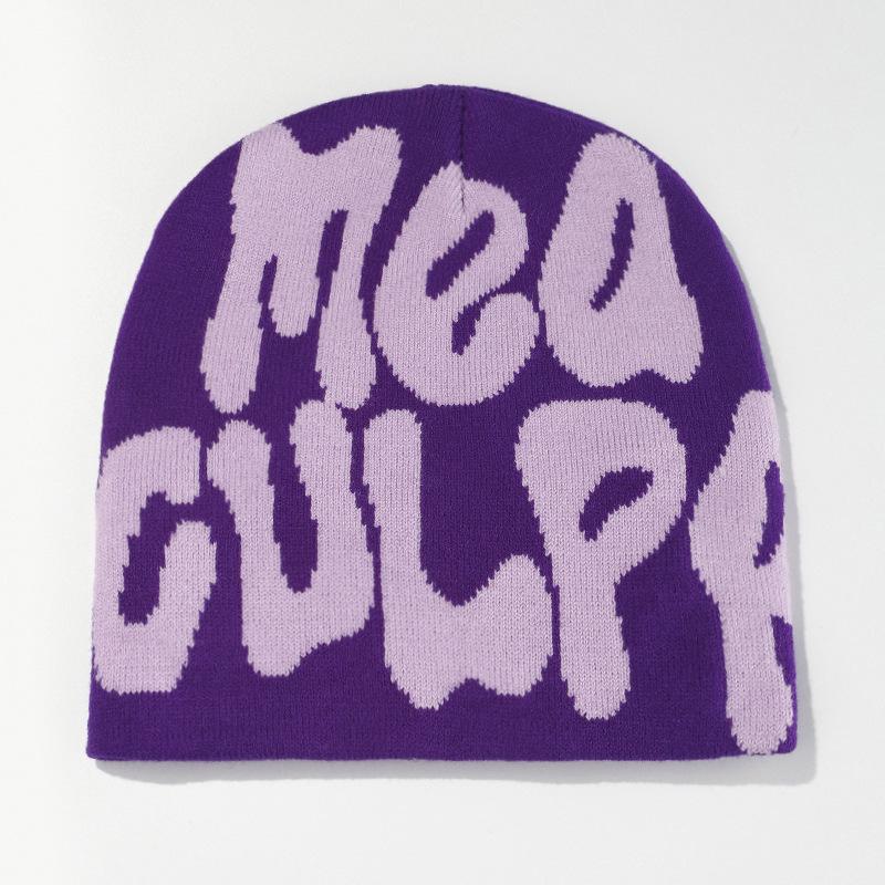 Hip Hop Trend Letter Knit Beanie - Unisex Wool Jacquard Hat