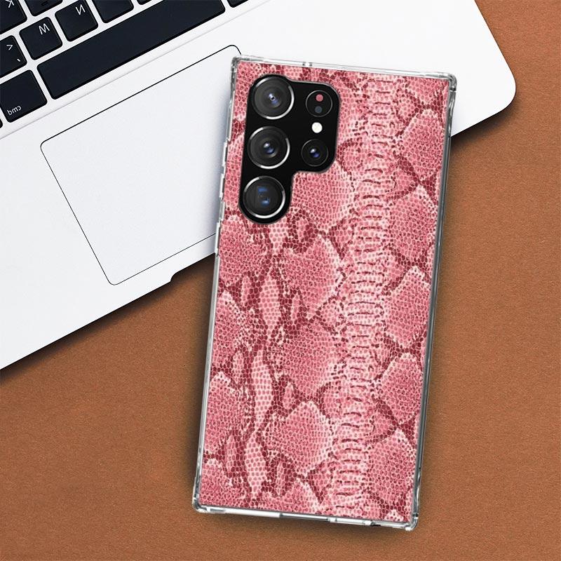 

Чехол для телефона с рисунком под розовую змеиную кожу для Samsung Galaxy S25 S24 S23 Plus S22 Ultra S21 S20 FE S10 + S25 Edge Funda Shell Samsung S23 Ultra