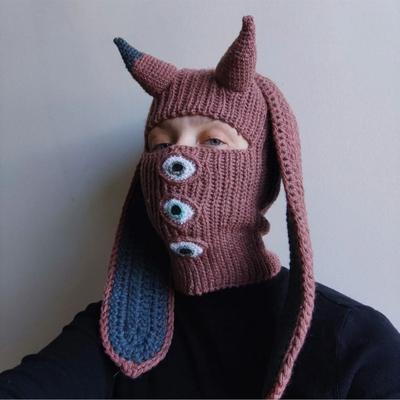 Solid Color Striped Cat Ear Hat, Fashionable and Personalized Tassel Pullover Hat for Adults