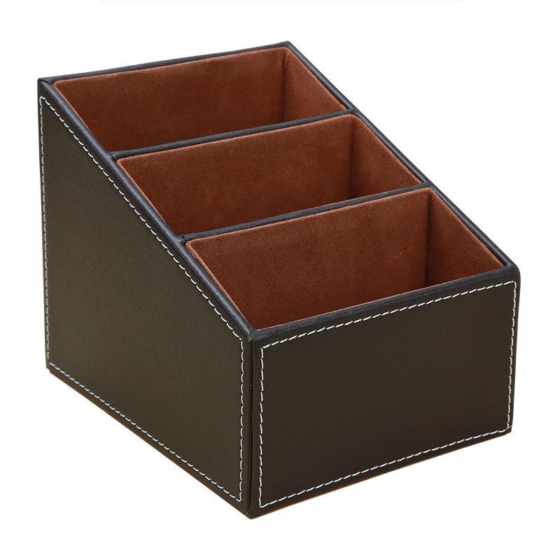 2025 1pcs Leather Remote Control  Organizer Phone Desktop Storage Box Organizer Box  Closet Organizer  Storage Box  Wooden Box 16.1x13x13.2CM
