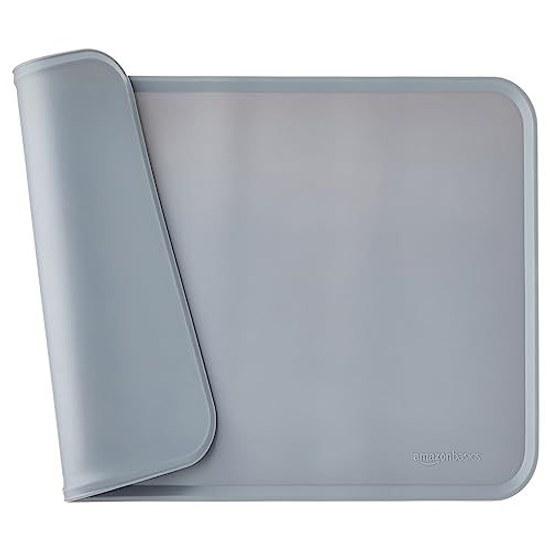 Basics Waterproof Non-Slip Mat Silicone Pet Food Water Bowl Gray 4729cm Plain