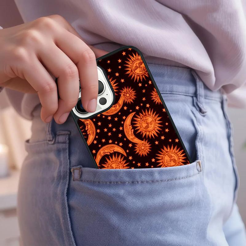Vintage Maan en Zon Sterren Telefoonhoesje Voor iPhone 17 Air 15 16e 14 13 Pro Max Coque 12 11 Pro Max PLUS hoes
