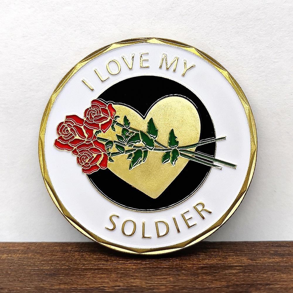Soldier Commendation Medal, Badge, Rose Dedicated to My Soldier Brother, Gold and Silver Coins, Coin Collection, I love my soldier
