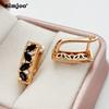 SIMJOO Rose Gold Color Simple Stylish Zircon Earrings for Women