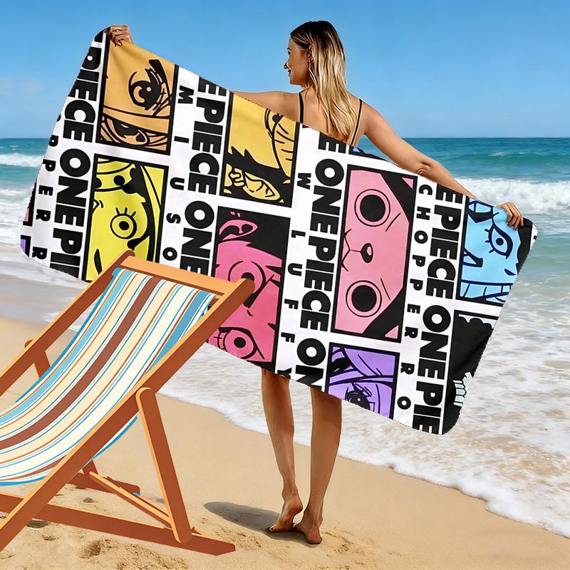 One Piece3 Print Beach Towel, Large Soft Quick Dry Towel for Beach Camping Swimming