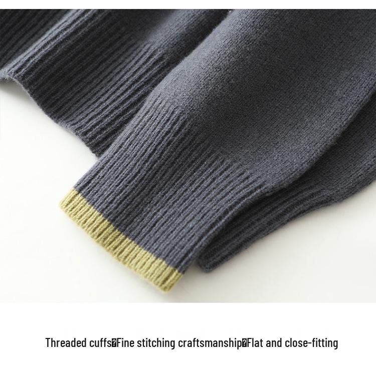 Men's Autumn/Winter Wool Knit Zipper Pullover - Seven-Needle Thickened Half-High Collar Sweater