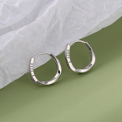 Simple 925 Silver Round Earrings For Women Trendy Temperament Circle Hoops Earring Party Wedding Jewelry Holiday Gifts