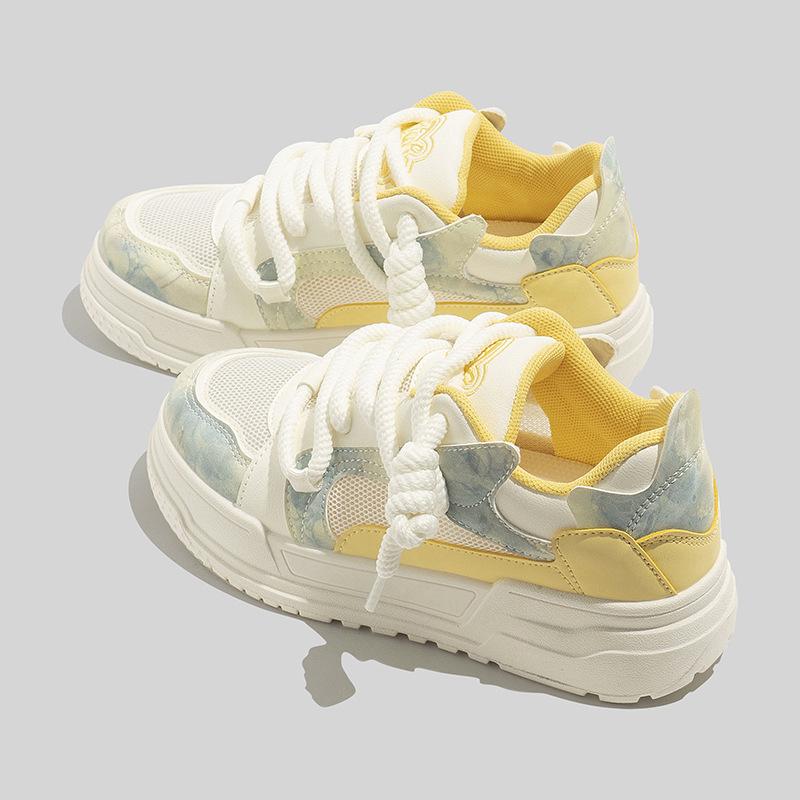 Mesh little white shoes breathable board shoes thick sole round head student casual shoes single shoes