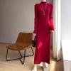 New Autumn/Winter Slimming Knit Dress for Women - Half-High Neck, Figure-Flattering, Long Length Bodycon Skirt
