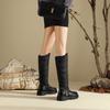 Krazing Pot PU Down Boots Cold-resistant Winter Shoes Med Heels Size 44 Super Size Snow Boots Zipper Round Toe Keep Warm Thigh High Boots