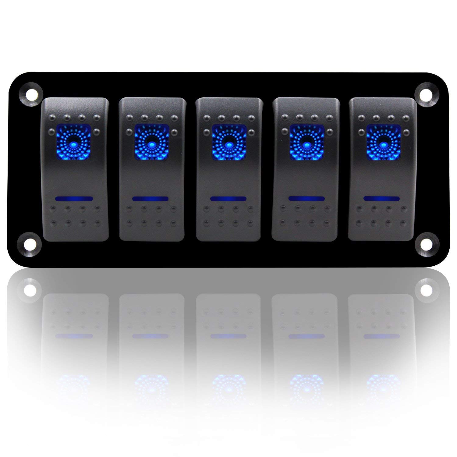 

zmayastar 5-Way Waterproof Boat Switch Panel, 12-24V DC, for Cars, Ships, and Marine Use, Model SP-CYKG-01