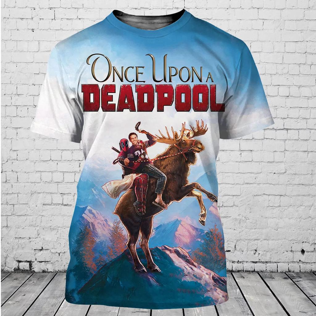 T-shirt minimalista da uomo Deadpool 3D Marvel stampa personalizzata stile casual Harajuku estiva corta traspirante e comoda
