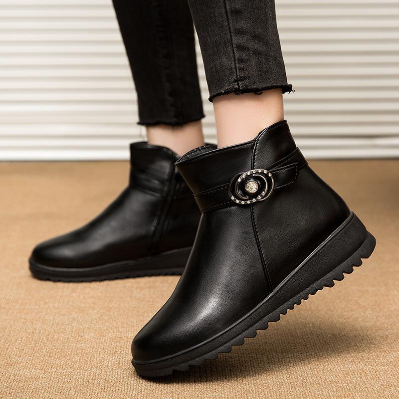 Scarpe invernali in pelle velluto cotone caldo casual da esterno stivali da neve scarpe in cotone