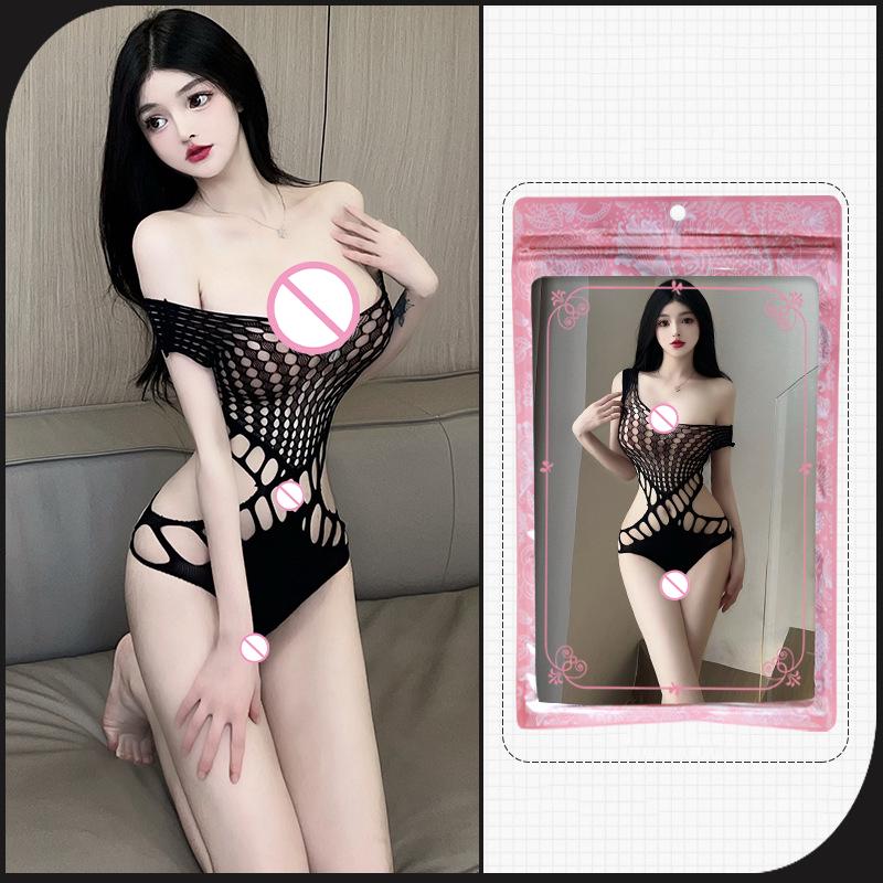 Sexy Plus-Size Stockings With Open Crotch No Need To Take Them Off Mesh Nightgown