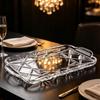 Rectangular Crystal Serving Tray Platter Decorative Tray with a Clear Body, Faceted Pattern and Raised Border for Arranging and Presenting Household