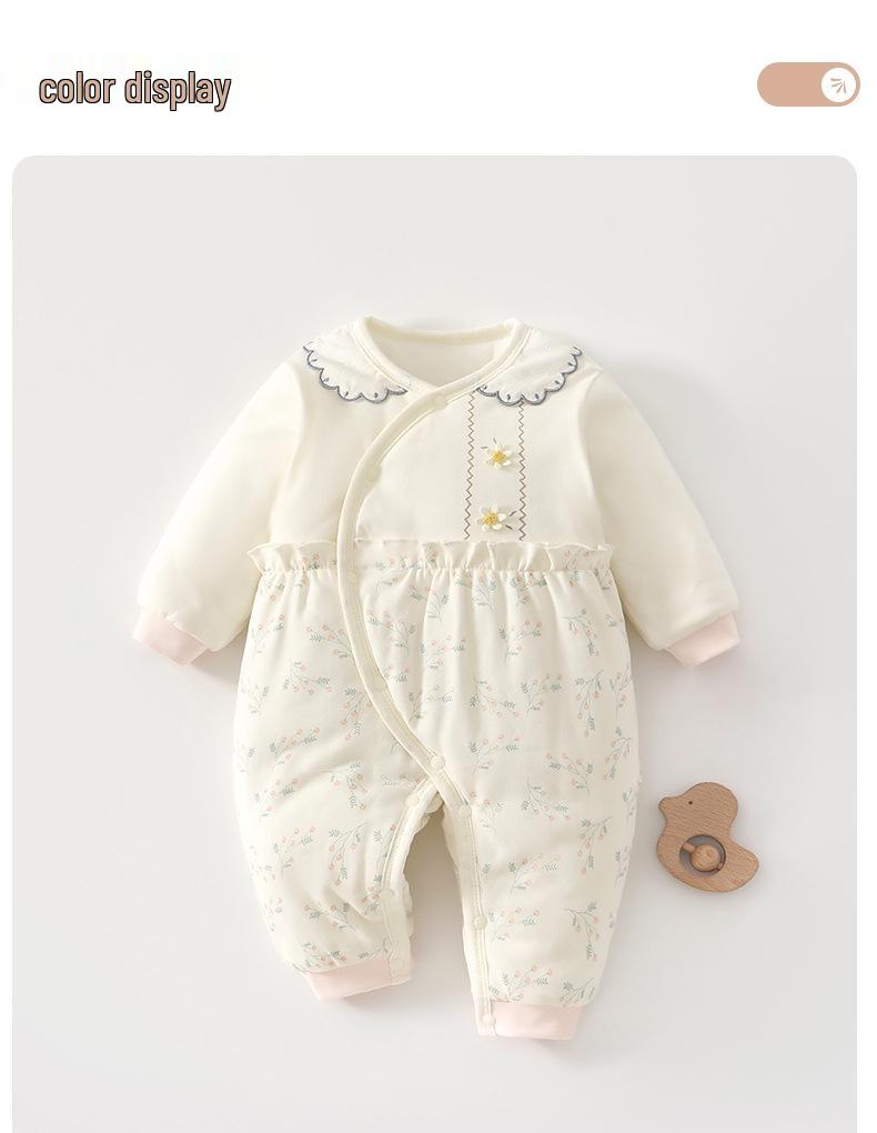 Autumn/Winter Baby Girl Cotton Jumpsuit - Thick, Warm Newborn Romper