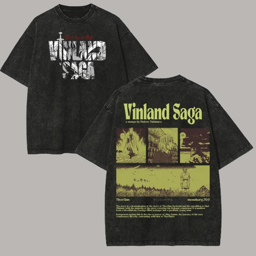 

Vinland Saga Washed T-shirt Year round clothing high quality personality Clothes Plus Size Unisex New Model Couples tee L