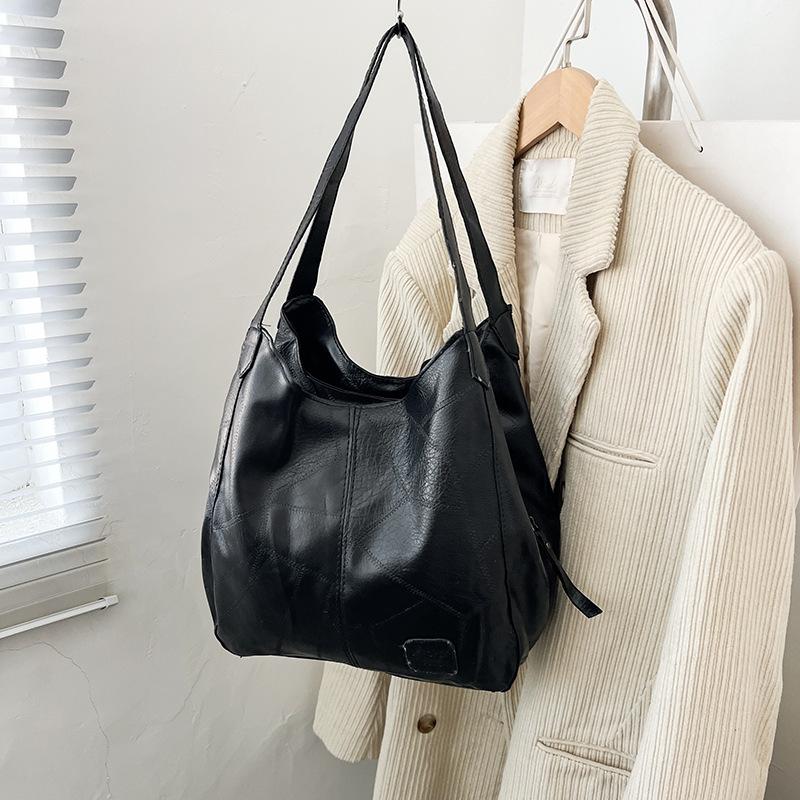 

Ретро новая сумка-тоут литературная и простая наплечная сумка многоотделенческая повседневная женская наплечная сумка чёрный