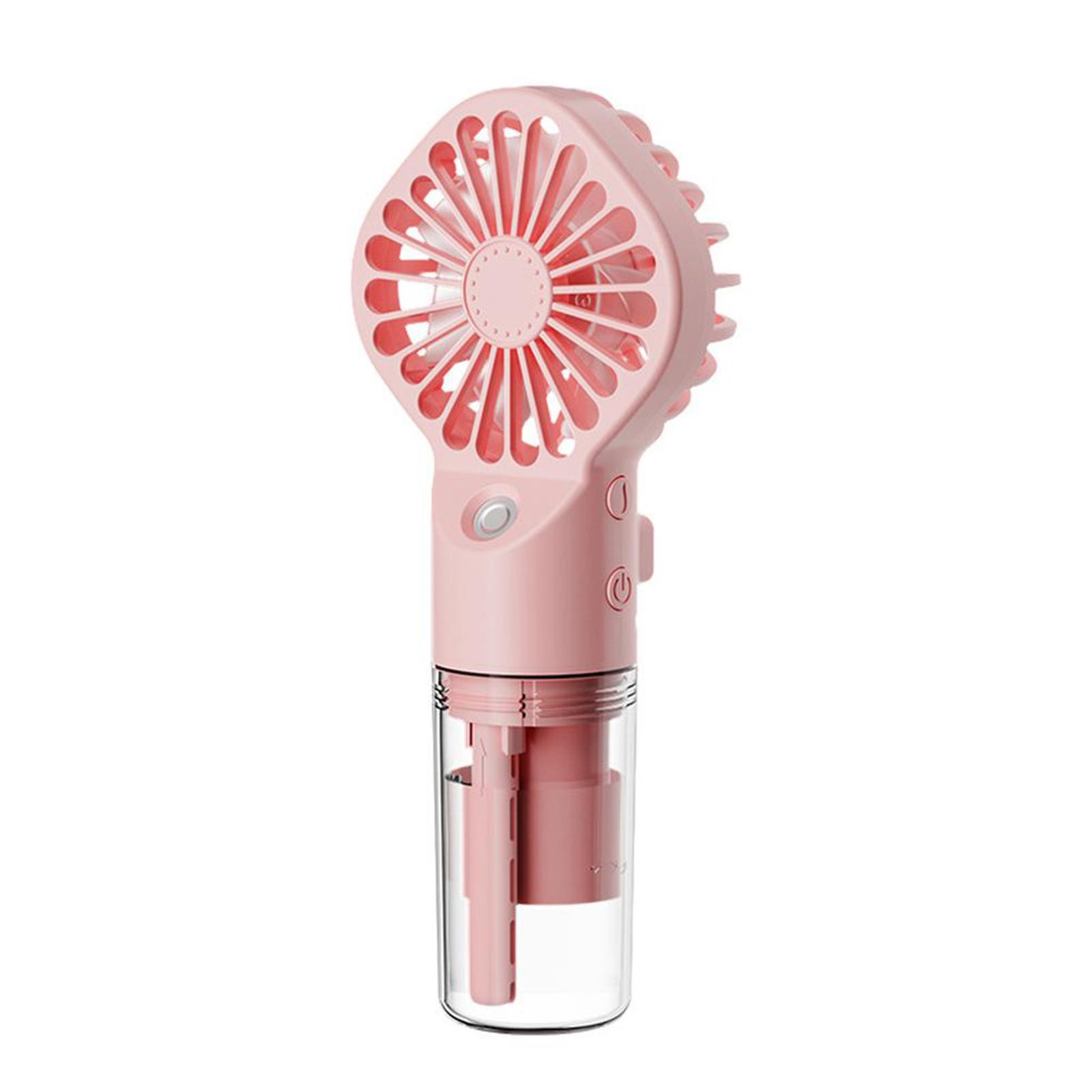 Portable Misting Fan USB Rechargeable, Small Handheld Personal Cooling Fans With 4 Adjustable Speed (pink)#0
