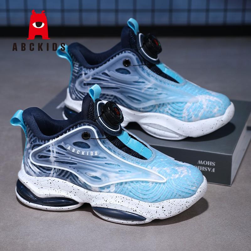 2025 New Boys Sneakers Spring and Autumn Middle and Older Children Lightweight Soft Sole Rotating Buckle Boys Versatile Breathable Basketball Shoes