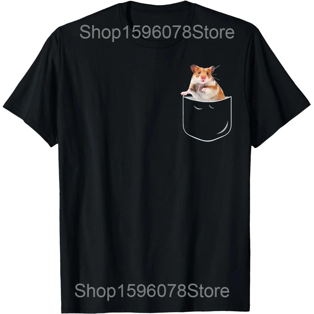Hamster Meme Peace Sign Funny Pet Owner T Shirts Men Pure Cotton Humor Streetwear Tee Shirt Short Sleeve Unisex Loose Clothing