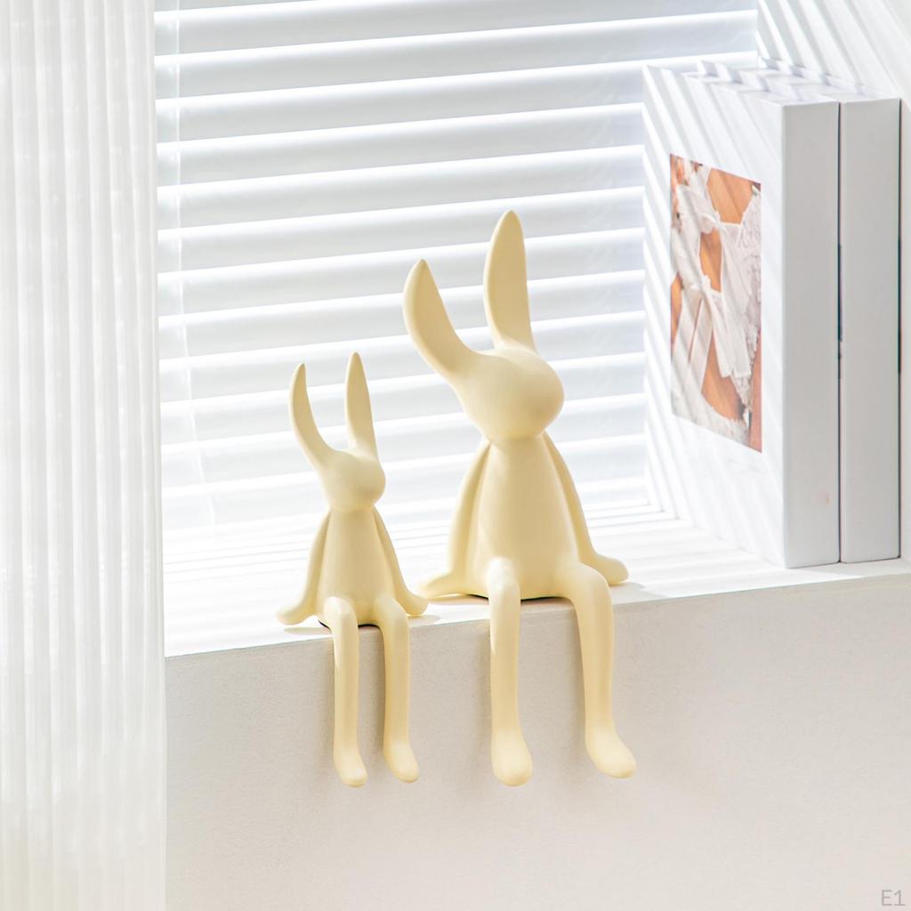 2 Stück Keramik Sitzende Dekorationsfiguren Abstrakte Tierplastik Sammlerstück Regalornament für