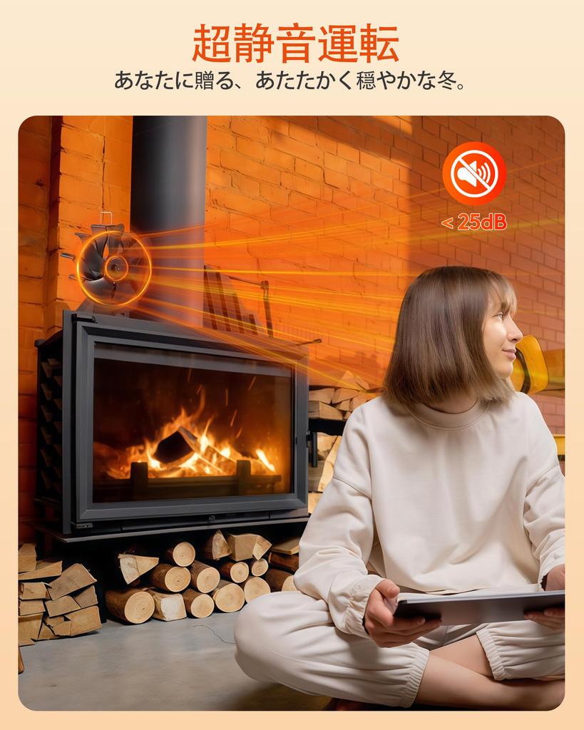Signstek Stove Fan for Kerosene Stoves, Wood Stoves, and Fireplaces - Small, Quiet, and Compact for Camping. Features 6 Blades for Air Circulation, Im