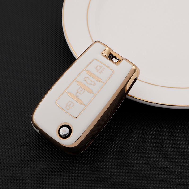 Dongfeng Venucia Car Key Case: Gold Edge Protective Shell for D60, T60plus/EV, T90, T70 with Buckle