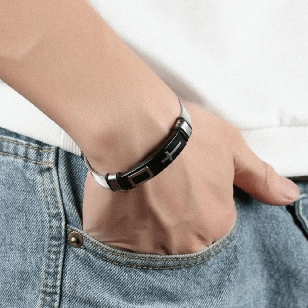 Adjustable Cross Bangles Stainless Steel Fashion Bracelet Modern Design Men's Jewelry  Friends